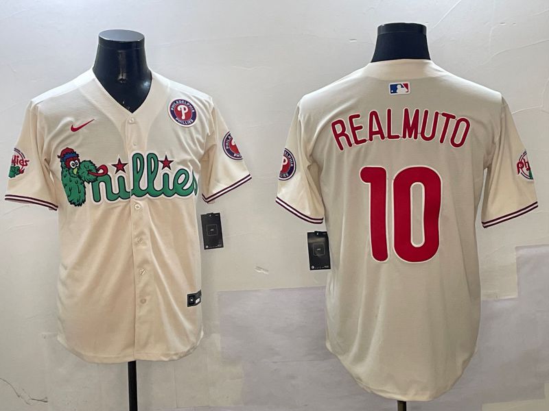 Men Philadelphia Phillies #10 Realmuto Cream Three generations Joint Name Game 2025 Nike MLB Jersey style 5->philadelphia phillies->MLB Jersey